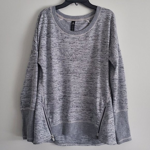 90 DEGREES Women's Medium Grey Casual Workout Sweater Shirt Zip Vents Snug Cuffs - Picture 1 of 7